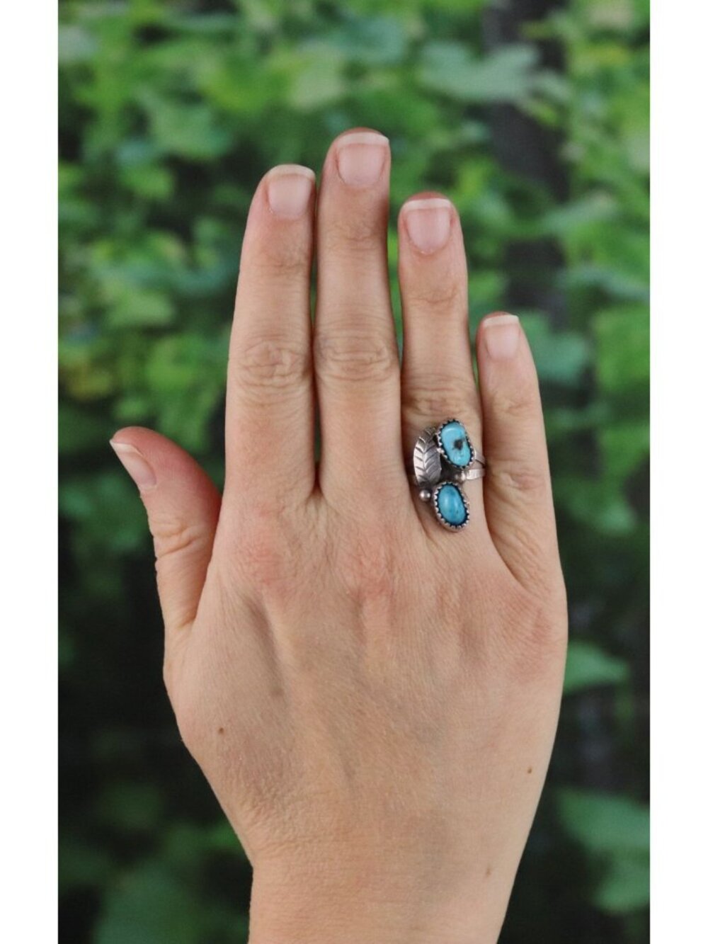 Sterling Silver Natural Turquoise Ring Size 5 3/4 - Picture 2 of 6